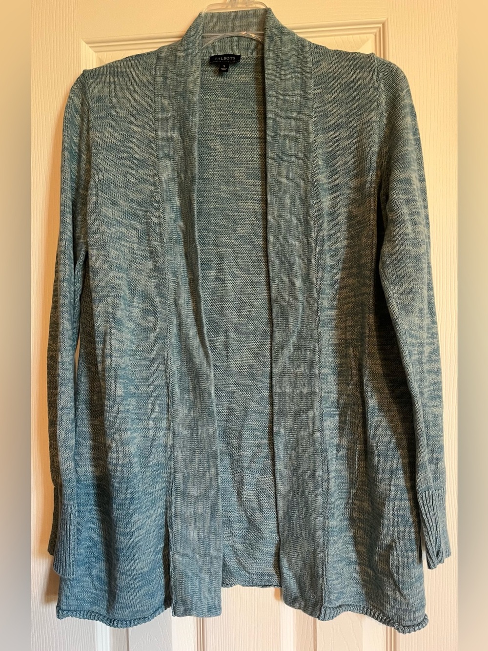 Talbots Teal Marled Open-Front Shawl Collar by Cardigan